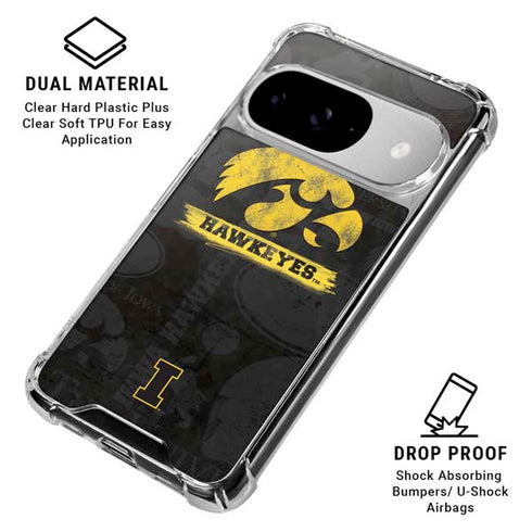 University of Iowa Hawkeyes Distressed Logo Google Pixel 10 Clear Case
